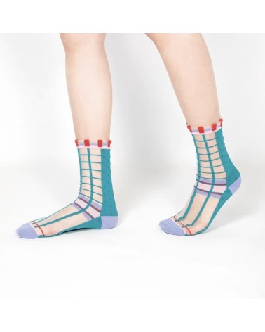 Sheer Socks - Polka Dot - Green Paperself funny crazy cute cool best pop socks for women men