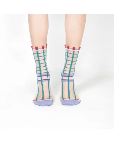 Chaussettes transparentes - Polka Dot - Vert Paperself jolies pour femme originales pour homme chausset rigolotes drole Suisse