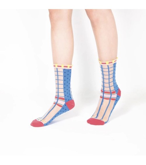 Sheer Socks - Polka Dot - Blue Paperself Socks design switzerland original