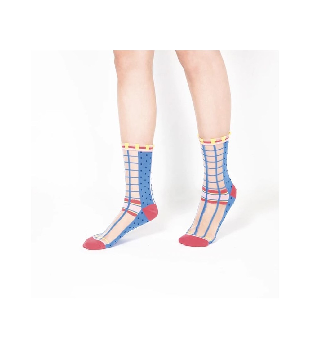 Sheer Socks - Polka Dot - Blue Paperself funny crazy cute cool best pop socks for women men