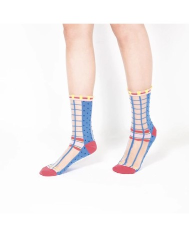 Transparente Socken - Polka Dot - Blau Paperself socke kuschelsocken für damen lustig herren farbige coole socken