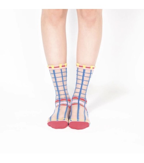 Sheer Socks - Polka Dot - Blue Paperself funny crazy cute cool best pop socks for women men