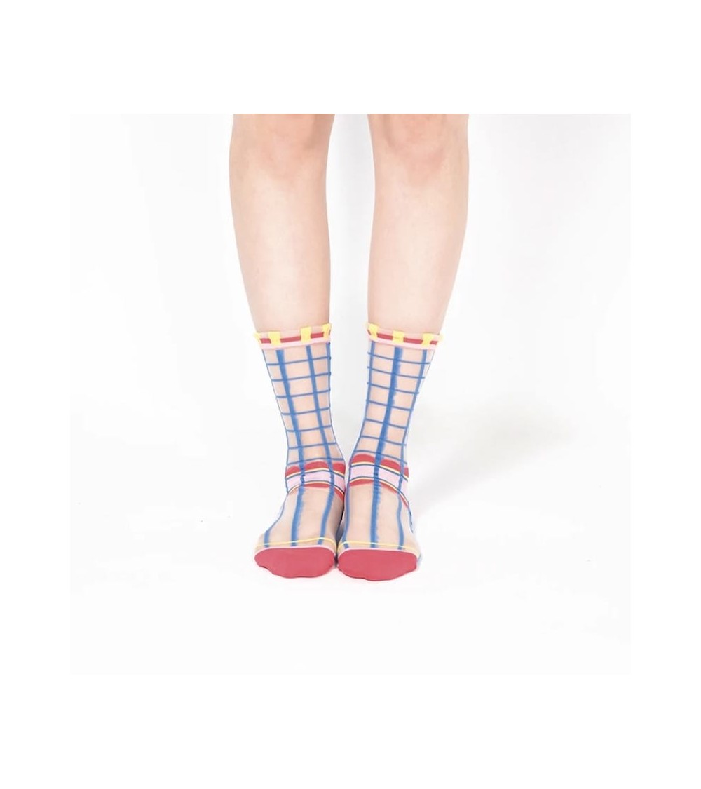 Transparente Socken - Polka Dot - Blau Paperself socke kuschelsocken für damen lustig herren farbige coole socken