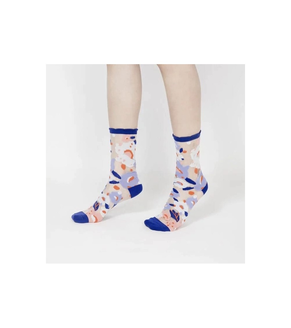 Chaussettes transparentes - Jardin de fleurs - Bleu Paperself jolies pour femme originales pour homme chausset rigolotes drol...