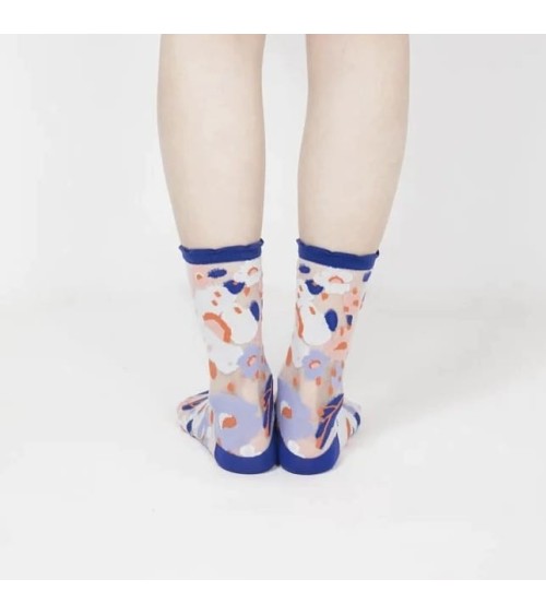 Chaussettes transparentes - Jardin de fleurs - Bleu Paperself jolies chausset pour homme femme fantaisie drole originales