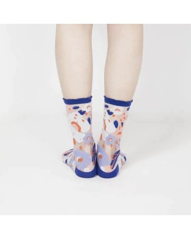 Chaussettes transparentes - Jardin de fleurs - Bleu Paperself jolies pour femme originales pour homme chausset rigolotes drol...