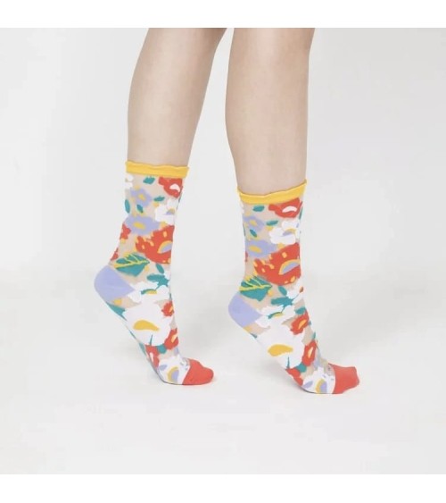 Sheer Socks - Flower Garden - Yellow Paperself funny crazy cute cool best pop socks for women men