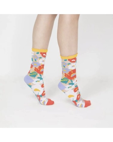 Sheer Socks - Flower Garden - Yellow Paperself funny crazy cute cool best pop socks for women men