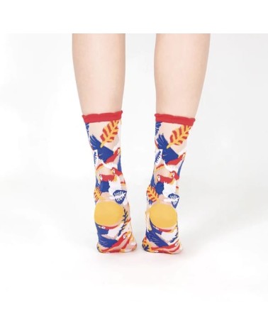 Sheer Socks - Parrot - Red Paperself funny crazy cute cool best pop socks for women men
