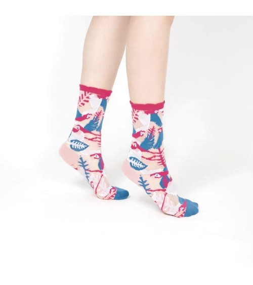 Sheer Socks - Parrot - Pink Paperself Socks design switzerland original