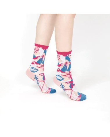 Sheer Socks - Parrot - Pink Paperself funny crazy cute cool best pop socks for women men