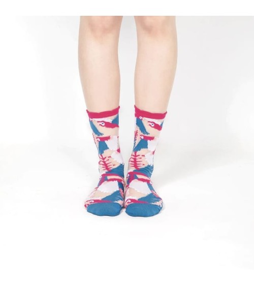 Chaussettes transparentes - Perroquet - Rose Paperself jolies chausset pour homme femme fantaisie drole originales