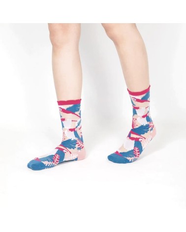Chaussettes transparentes - Perroquet - Rose Paperself jolies chausset pour homme femme fantaisie drole originales