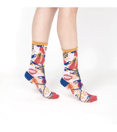Sheer Socks - Parrot - Yellow Paperself Socks design switzerland original