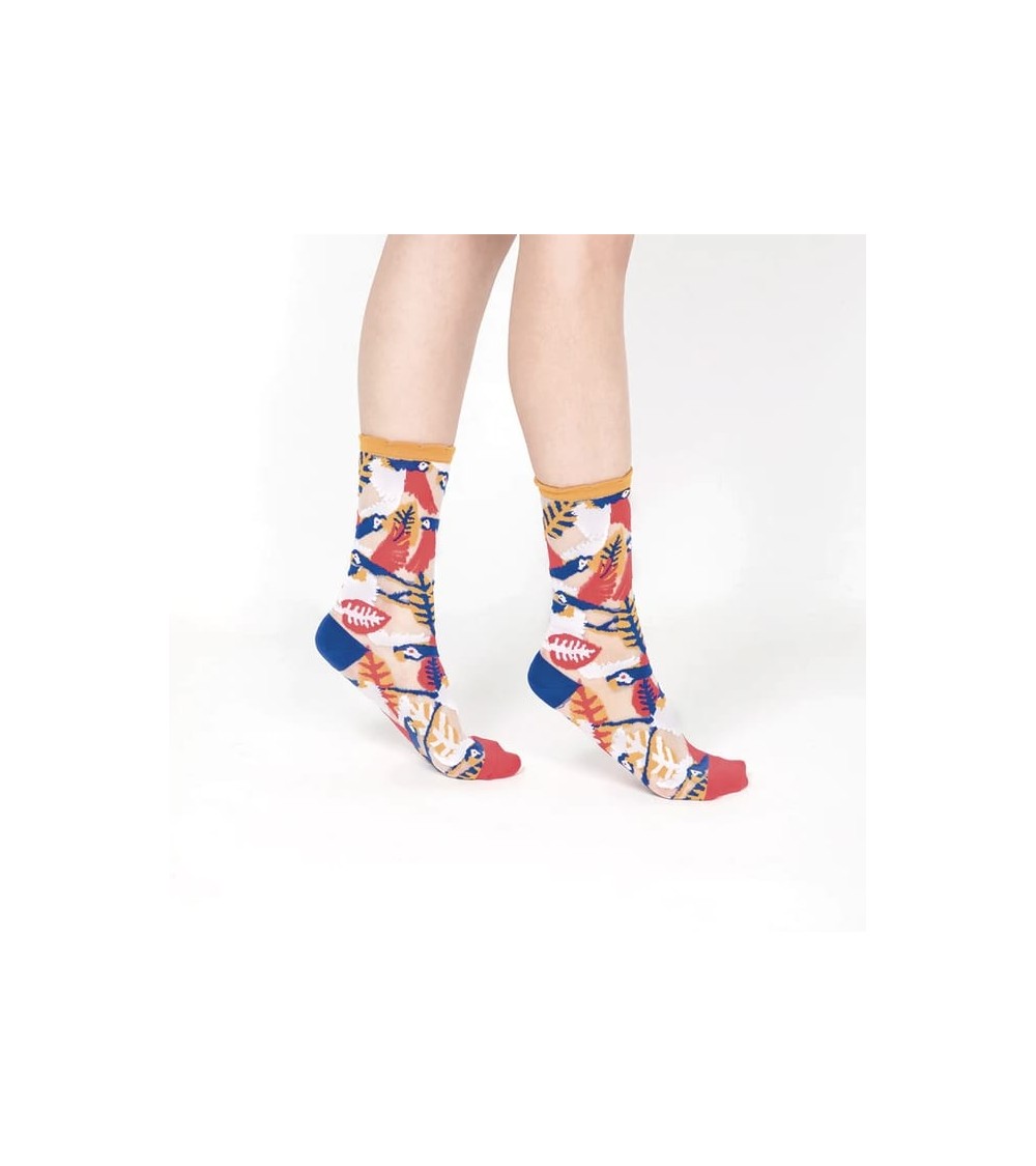 Transparente Socken - Papagei - Gelb Paperself socke kuschelsocken für damen lustig herren farbige coole socken