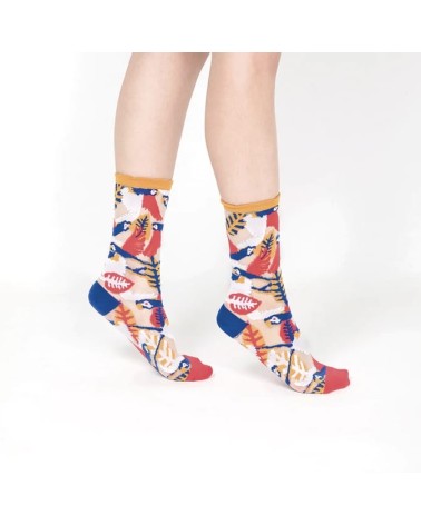Sheer Socks - Parrot - Yellow Paperself funny crazy cute cool best pop socks for women men