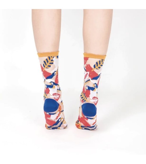 Transparente Socken - Papagei - Gelb Paperself socke kuschelsocken für damen lustig herren farbige coole socken