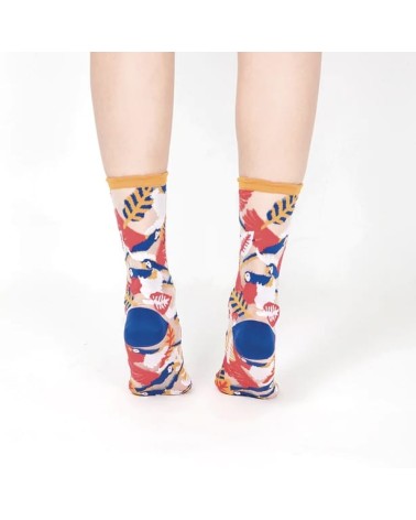 Transparente Socken - Papagei - Gelb Paperself socke kuschelsocken für damen lustig herren farbige coole socken