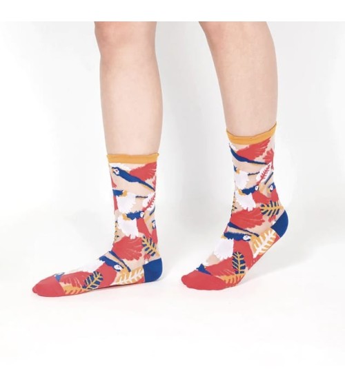 Transparente Socken - Papagei - Gelb Paperself socke kuschelsocken für damen lustig herren farbige coole socken