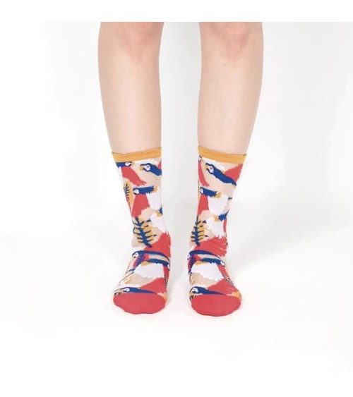 Transparente Socken - Papagei - Gelb Paperself socke kuschelsocken für damen lustig herren farbige coole socken