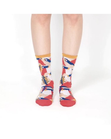 Chaussettes transparentes - Perroquet - Jaune Paperself jolies chausset pour homme femme fantaisie drole originales