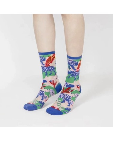Chaussettes transparentes - Leopard Jungle - Bleu Paperself jolies pour femme originales pour homme chausset rigolotes drole ...