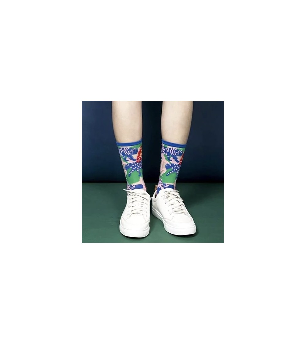 Chaussettes transparentes - Leopard Jungle - Bleu Paperself jolies pour femme originales pour homme chausset rigolotes drole ...