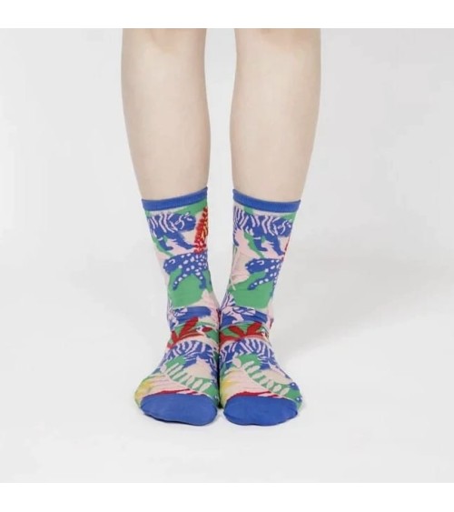 Chaussettes transparentes - Leopard Jungle - Bleu Paperself jolies pour femme originales pour homme chausset rigolotes drole ...