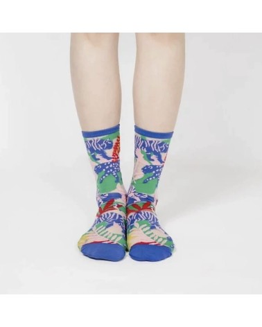 Transparente Socken - Leopard Dschungel - Blau Paperself Socke lustige Damen Herren farbige coole socken mit motiv kaufen