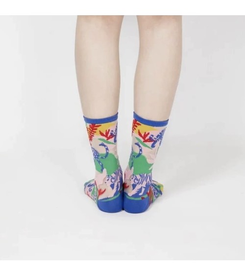 Chaussettes transparentes - Leopard Jungle - Bleu Paperself jolies pour femme originales pour homme chausset rigolotes drole ...