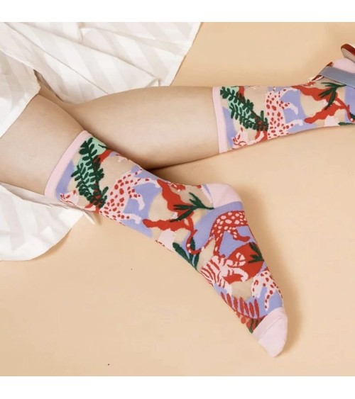 Chaussettes transparentes - Leopard Jungle - Rose Paperself jolies pour femme originales pour homme chausset rigolotes drole ...