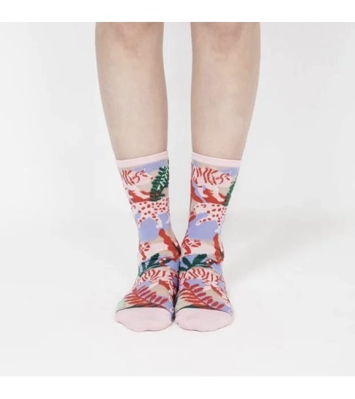 Sheer Socks - Leopard Jungle - Pink Paperself funny crazy cute cool best pop socks for women men