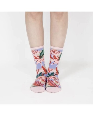 Sheer Socks - Leopard Jungle - Pink Paperself funny crazy cute cool best pop socks for women men