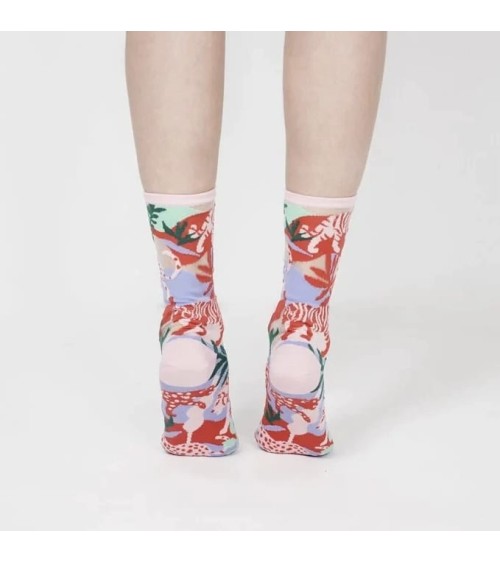 Sheer Socks - Leopard Jungle - Pink Paperself funny crazy cute cool best pop socks for women men