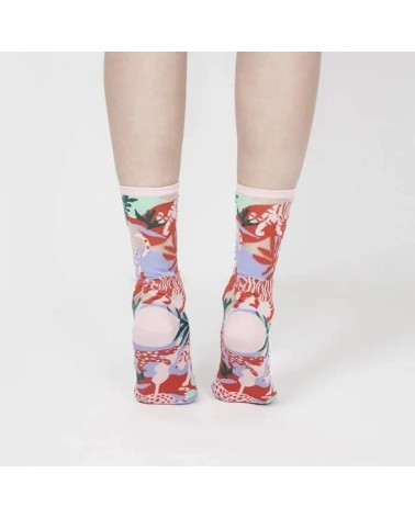 Sheer Socks - Leopard Jungle - Pink Paperself funny crazy cute cool best pop socks for women men