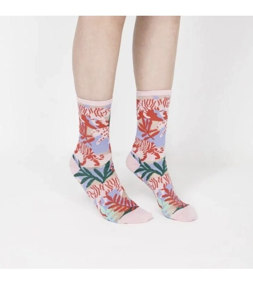 Sheer Socks - Leopard Jungle - Pink Paperself funny crazy cute cool best pop socks for women men