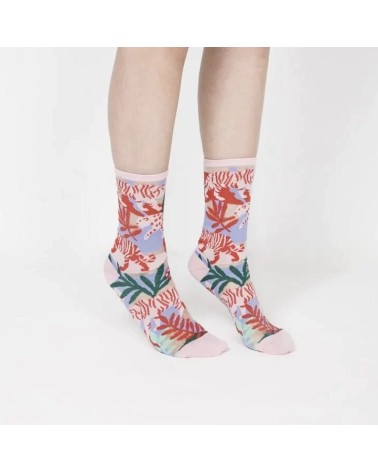 Sheer Socks - Leopard Jungle - Pink Paperself funny crazy cute cool best pop socks for women men