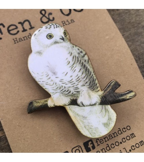 Brooch - Snowy Owl Fen & Co Brooch and Enamel Pin design switzerland original