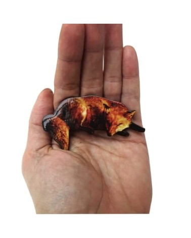 Schlafender Fuchs - Brosche aus Holz Fen & Co Anstecknadel Ansteckpins pins anstecknadeln kaufen