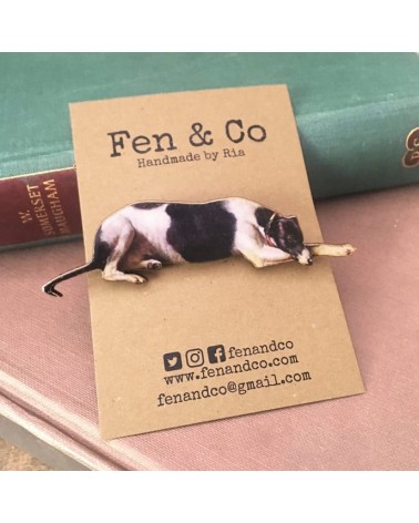 Windhund - Brosche aus Holz Fen & Co Anstecknadel Ansteckpins pins anstecknadeln kaufen