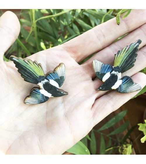 Elster - Pins Anstecknadeln aus Holz Fen & Co Anstecknadel Ansteckpins pins anstecknadeln kaufen
