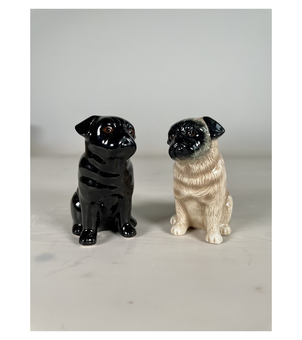 Pug Fawn and Black - Salt and pepper shaker Quail Ceramics pots set shaker cute unique cool