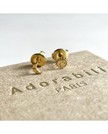 Moon & Sun - Gold plated earrings Adorabili Paris cute fashion design designer for women