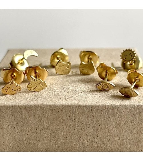Moon & Sun - Gold plated earrings Adorabili Paris cute fashion design designer for women