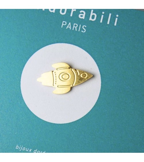 Fusée - Pin's doré à l'or fin Adorabili Paris pins rare métal originaux bijoux suisse