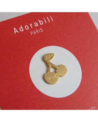 Cerise - Pin's doré à l'or fin Adorabili Paris pins rare métal originaux bijoux suisse