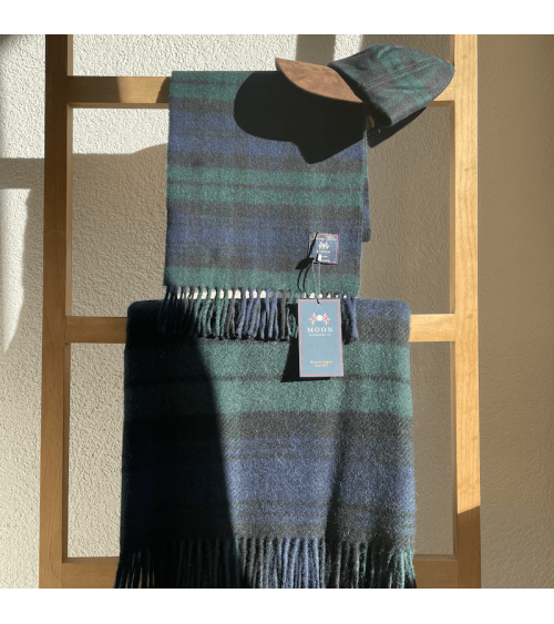 BLACK WATCH - Tartan Merino wool scarf Bronte by Moon scarves for women mens scarf Kitatori Switzerland