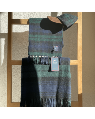 BLACK WATCH - Tartan Merino wool scarf Bronte by Moon scarves man mens women ladies male neck winter scarf