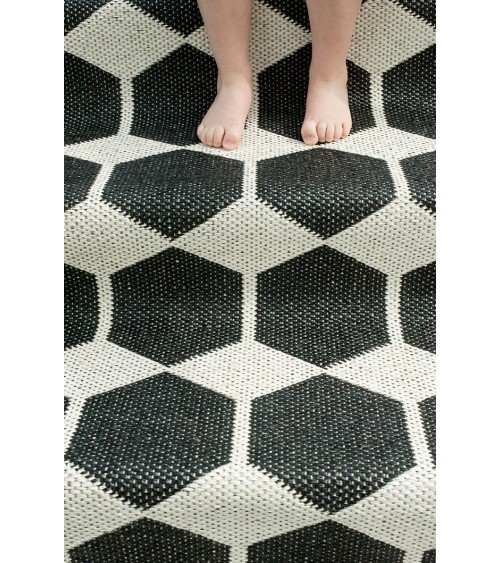 Vinyl Rug - ANNA Black Brita Sweden rugs outdoor carpet kitchen washable cool modern runner rugs