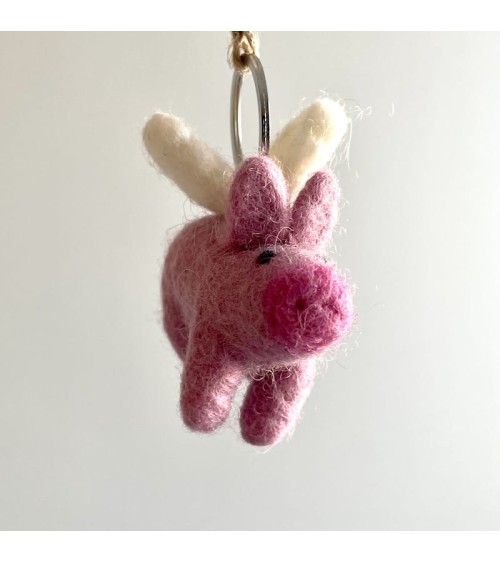 Flying Pig - Cool Handcrafted Keychain Felt so good original gift idea switzerland